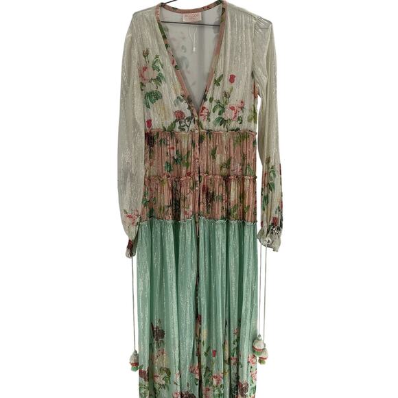 Rococo Sand 'Ruched' Blue Viscose Long Dress Size M - Picture 2 of 4